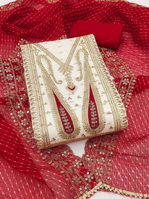 paisley embroidered sequinned chanderi butti silk unstitched dress material 2