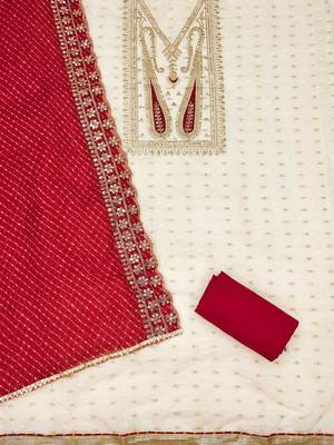 paisley embroidered sequinned chanderi butti silk unstitched dress material 3