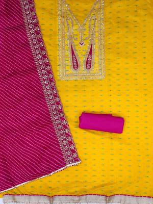 paisley embroidered sequinned chanderi butti silk unstitched dress material 3