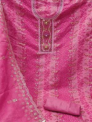 floral embroidered beads and stones organza semi-stitched dress material 4