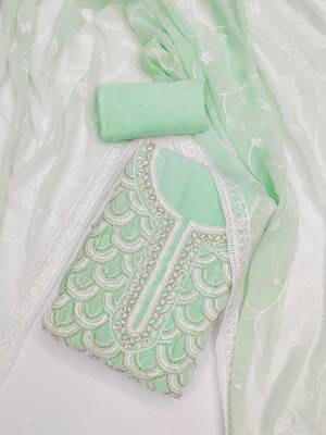 ethnic motifs embroidered beads and stones unstitched dress material 2