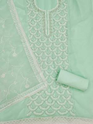 ethnic motifs embroidered beads and stones unstitched dress material 3