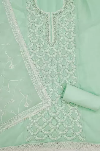 ethnic motifs embroidered beads and stones unstitched dress material