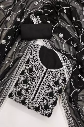 ethnic motifs embroidered beads and stones unstitched dress material