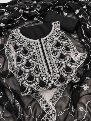 ethnic motifs embroidered beads and stones unstitched dress material 2