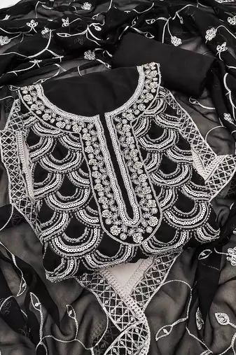 ethnic motifs embroidered beads and stones unstitched dress material