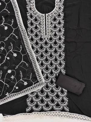 ethnic motifs embroidered beads and stones unstitched dress material 3