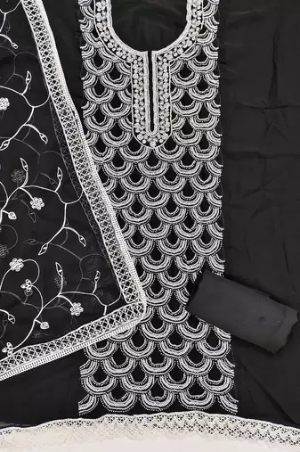 ethnic motifs embroidered beads and stones unstitched dress material