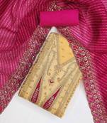 paisley embroidered sequinned chanderi butti silk unstitched dress material