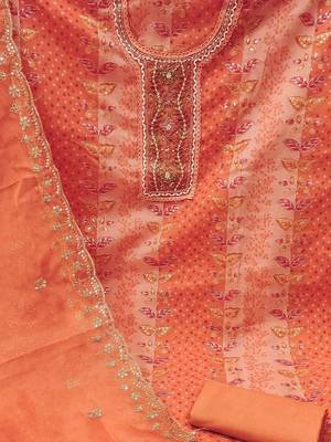 embroidered organza semi-stitched dress material 3
