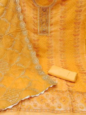 embroidered organza semi-stitched dress material 4