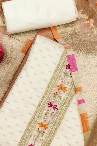 embellished unstitched dress material