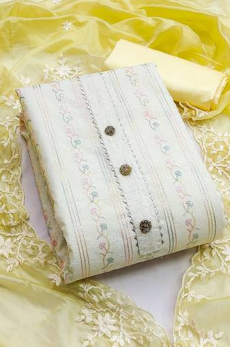 floral embroidered unstitched dress material