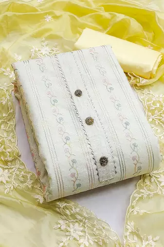floral embroidered unstitched dress material