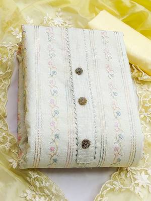 floral embroidered unstitched dress material 2