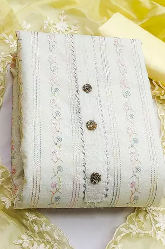 floral embroidered unstitched dress material