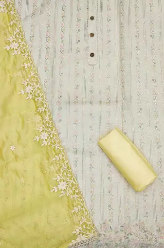floral embroidered unstitched dress material