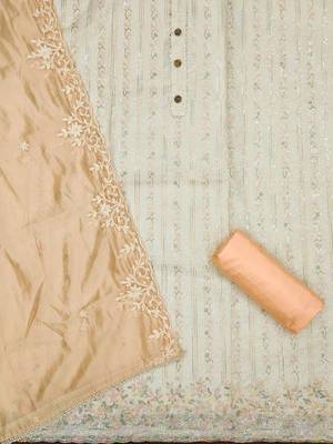 embroidered sequined modal chanderi unstitched dress material 3
