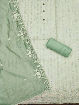 embroidered sequined modal chanderi unstitched dress material 3