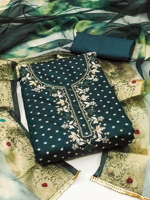ethnic motifs woven design beads & stones modal cotton unstitched dress material 1