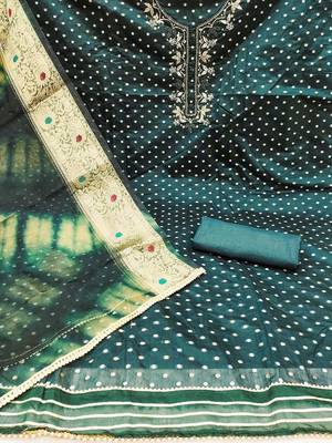 ethnic motifs woven design beads & stones modal cotton unstitched dress material 3