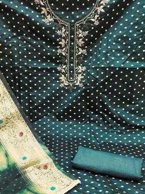 ethnic motifs woven design beads & stones modal cotton unstitched dress material 4