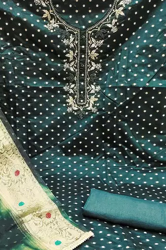 ethnic motifs woven design beads & stones modal cotton unstitched dress material