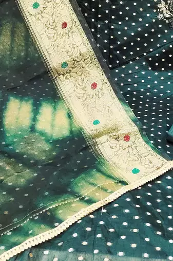 ethnic motifs woven design beads & stones modal cotton unstitched dress material
