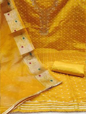 geometric woven design zari cotton unstitched dress material 3