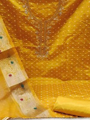 geometric woven design zari cotton unstitched dress material 4