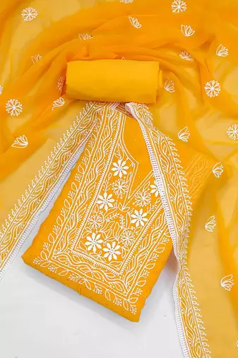 ethnic motifs embroidered beads and stones detail unstitched dress material