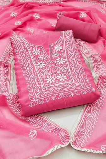 floral embroidered unstitched dress material