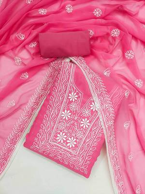 floral embroidered unstitched dress material 2