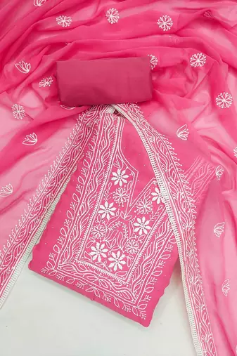 floral embroidered unstitched dress material