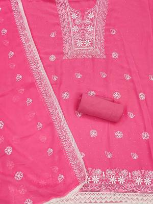 floral embroidered unstitched dress material 3