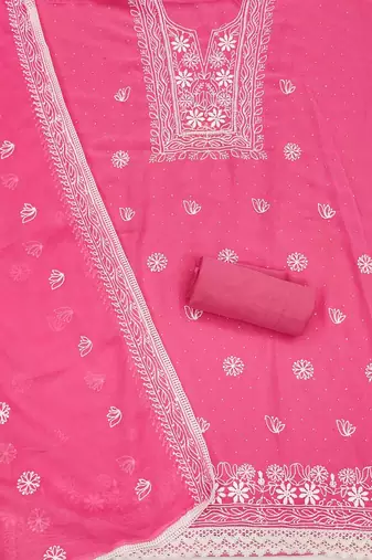 floral embroidered unstitched dress material