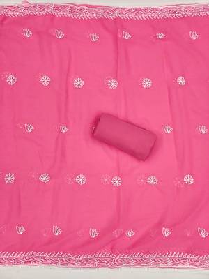 floral embroidered unstitched dress material 4
