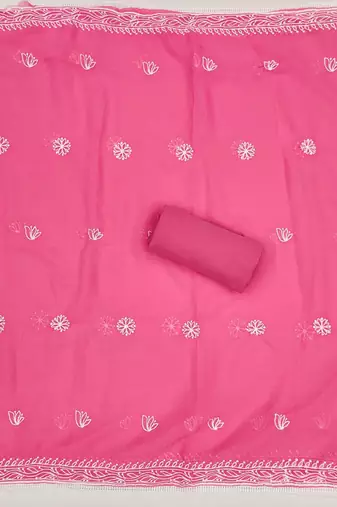 floral embroidered unstitched dress material