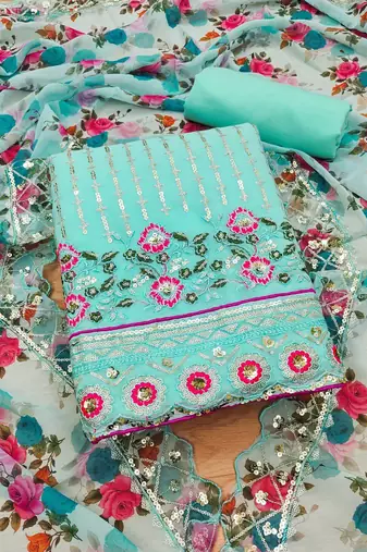 embroidered unstitched dress material