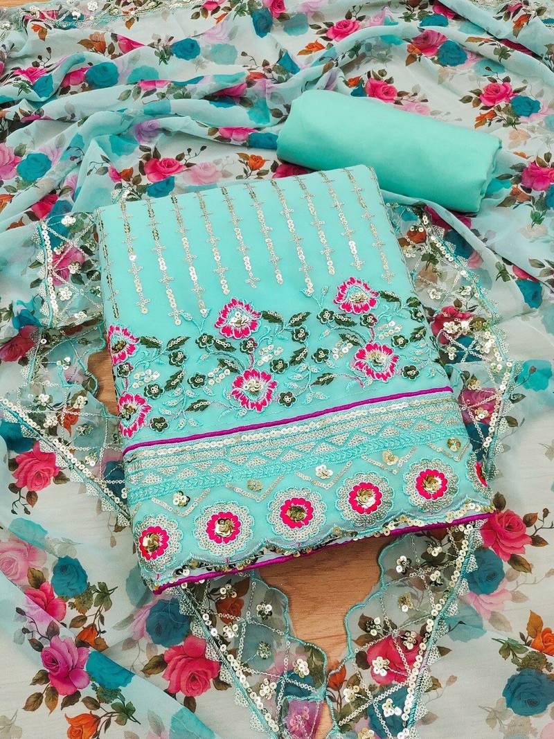 embroidered unstitched dress material