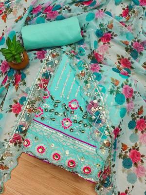 embroidered unstitched dress material 2