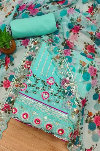 embroidered unstitched dress material