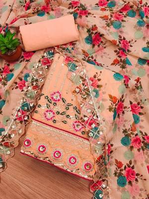 embroidered sequinned unstitched dress material 2