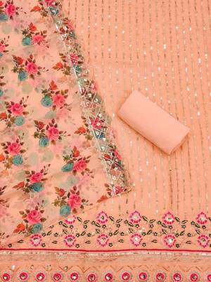 embroidered sequinned unstitched dress material 3