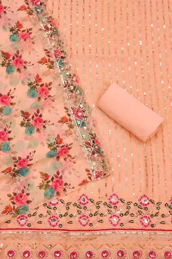 embroidered sequinned unstitched dress material