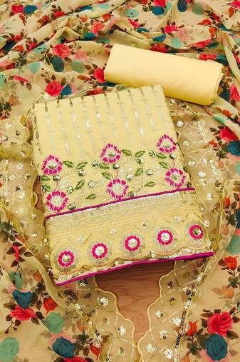 embroidered unstitched dress material