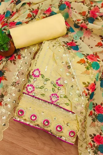embroidered unstitched dress material