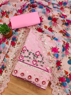embroidered sequinned unstitched dress material 2
