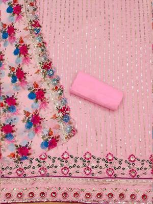 embroidered sequinned unstitched dress material 3
