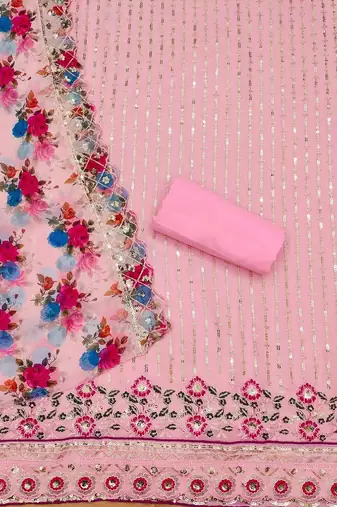 embroidered sequinned unstitched dress material